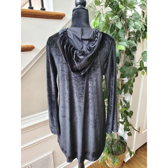 Ingear Resort Black Velvet Polyester V-Neck Long Sleeve Knee Length Dress S/M - Picture 7 of 15